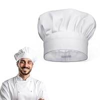 ZEYIYER Kochmütze - Unisex Kochmütze für Damen & Herren, Verstellbar, Baumwolle, Professionell, Haarnetz, Weiß