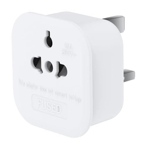 1Pack US to UK Plug Adapter USA to UK Travel Adapter US/Canada/China/Japan to UK Plug Converter Power Adapter with 13A Fuse (Type A B C I E F L)