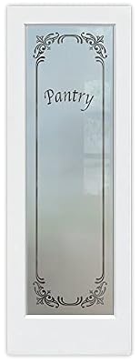 Frosted Glass Pantry Door - Lenora (Element) - 1D Negative Frosted - Traditional - 24" x 80" - Book/Slab Door - Primed