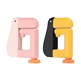 QUARKZMAN 2 Stück Cartoon Tier Tischhaken Verstellbar Niedliche Tierhalter Tragbar Entfernbar Schreibtischhaken Klemme Handtasche Rucksack Halter Für Büroschreibtisch Schwarz/Gelb Rosa
