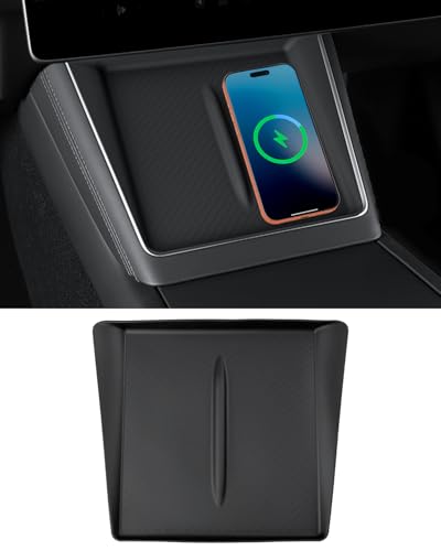 LIMBQS Black Center Console Silicone Mat for Tesla Model 3 Highland 2024-2026, Center Console Wireless Charging Phone Pad for Tesla Model 3 Accessories (Style A)