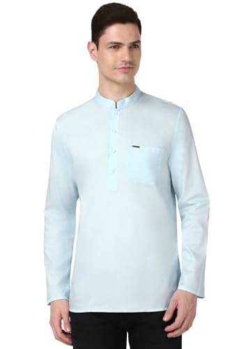 Image of Peter England Men Cotton Regular Fit Everyday Festive Solid Short Kurta