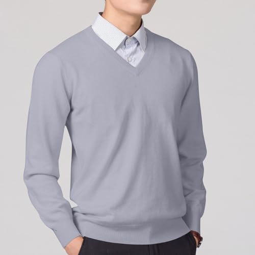 Men’s V Neck Lightweight Knit Sweater Basic Pullover Casual Thin Jumper Long Sleeve Soft Breathable Knitted Top2