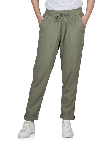 DENIMFY Leinenhose Damen Sommer lang Sommerhose leicht Strandhose Regular Fit DFLinda Freizeithose Gummizug Einfarbig Gr...