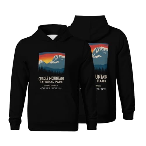 Kids Cradle Mountain National Park GPS Tasmania Australia Boys Girls Lightweight Kangaroo Pocket Fleece Hoodies