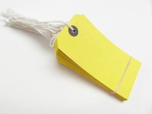 250 x Yellow Coloured Strung Tags 120mm x 60mm Luggage Labels Tie On Price Gift Craft Clothes