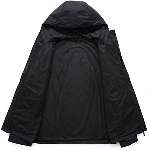 Lesies Men's Rain Jacket Lightweight Waterproof Raincoat With Adjustable Hooded Outdoor Hiking Windbreaker,Yy7247M-Black-M #TOP1