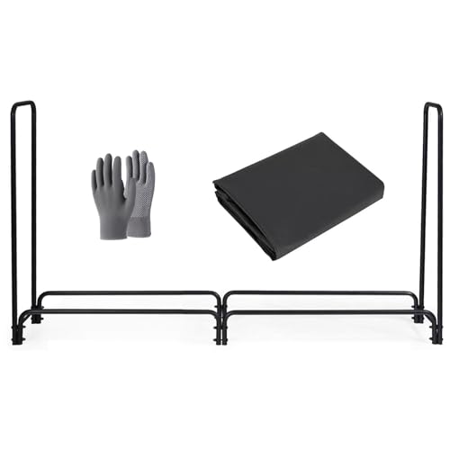 Portalegna da ardere resistente con copertura impermeabile e sfiato, resistente per esterni, per patio, cortile e balcone, resistente alle intemperie, 248 x 35 x 122 cm, design robusto