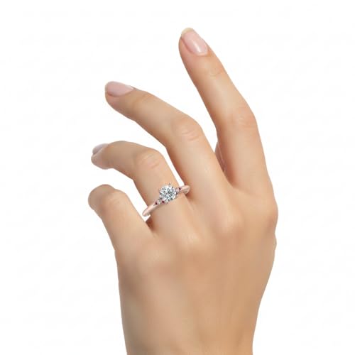 Image of Choose Your Gemstone Petite Dome Engagement Ring Rose Gold Plated Round Shape Petite Engagement Rings Everyday Jewelry Wedding Jewelry Handmade Gifts for Wife US Size 4 to 12