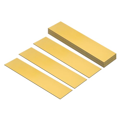 PATIKIL 8'x2' Placas de Nombre en Blanco 12 Piezas Placas de Nombre Personalizadas Grabadas a Laser en Forma de Rectángulo para Placas Personalizadas Pintura DIY Dorado Negro