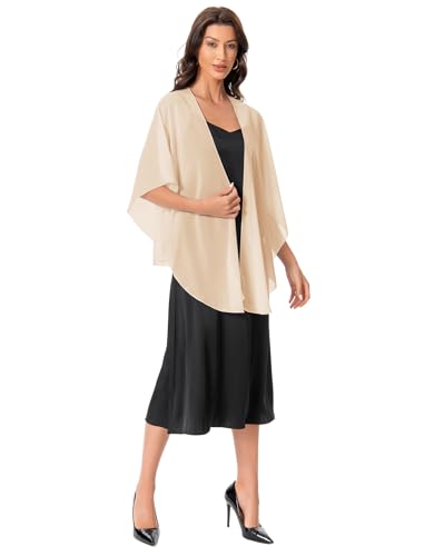 Hotshawl Womens Chiffon Shawls and Wraps, Wedding Party Shawl Scarf for Evening Dresses (Champagne)