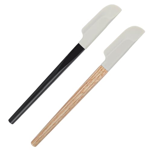Apausvcm 2 Stk Silikon Spatel Klein Teigschaber Klein Schmal Küche Silikonspachtel Mit Holzgriff Kleine Schaber Schmal Silikon Löffel Kochen Küchenschaber Flexibel,für Backe Mischen Koche Rührwerkzeug