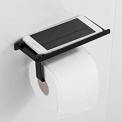 Bathroom Toilet Towel Paper Holder Phone Holder Wall Mount Wc Rolhouder Paper Holder With Shelf Towel Rack Tissue Boxes Black #TOP1