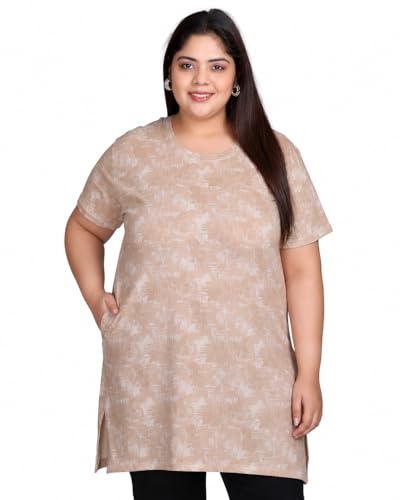 Image of In Love Women's All-Over Printed Cotton Plus Size Longline T-Shirt with Pockets