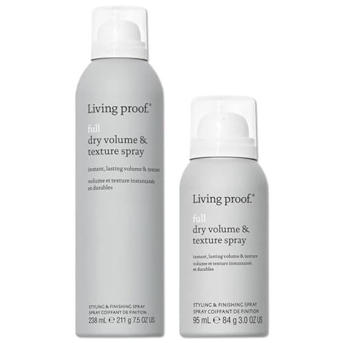 Living Proof Full Dry Volume & Texture Spray - Standard & Travel Size Duo Bundle - Thick Hair - Weightless Volume - Sulfate, Paraben and Silicone Free Haircare