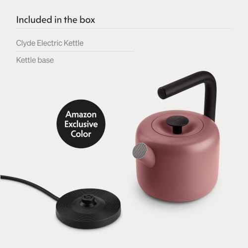 Image of Fellow Clyde Electric Kettle - Desert Rose, Amazon Exclusive, 1.5 L | Amazon Exclusive color of Clyde Electric Kettle with 1.5 L capacity, fast boiling, and a drip-free pour for everyday use.