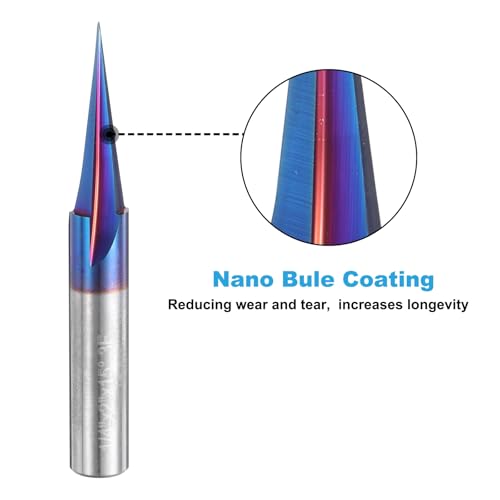 Fraise carbure nano-revêtue uxcell à rainure en V 15° pour pointe CNC robuste - 3