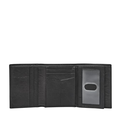 Image of Fossil Men's Neel Leather Trifold with ID Window Wallet, Black, (Model: ML3869001)