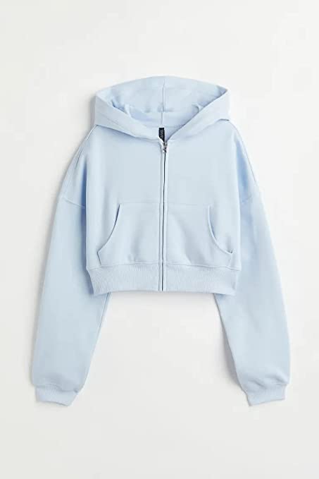 Image of Crop Zipper Hoodie for Women Winter Wear