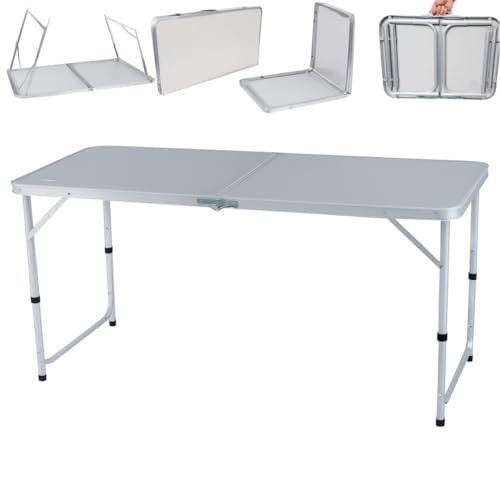 Mesa Prática Dupla Alumínio 120x60 Dobrável Vira Maleta Branco Mor