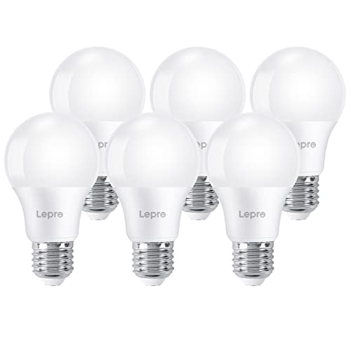 Lepro Ampoule LED E27, 8.5W Équivalent 60W, Ampoule E27 A60 Culot Edison à vis Blanc Froid 6500K 750LM, E27 LED Économie d'Énergie à Angle de Faisceau 200 °, Non Dimmable - 6 Pcs