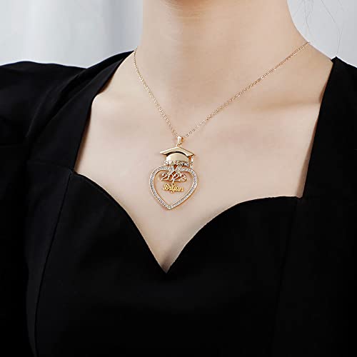 Teeuidsya Graduation Gifts For Her 2023, Class Of 2023 Gradutiaon Necklace Heart Pendant Necklace Personalized Name Necklaces College High School Graduation Gifts For Her (Sterling Silver) #TOP2