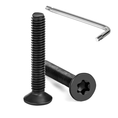 Tunejoy Tornillos de Cabeza Avellanada Torx M4 x 25 mm Negro Tornillo Avellanado Mecánico de Acero Inoxidable A2 V2A con T20 llave Rosca Completa 20 Piezas