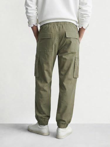 Image of The Indian Garage Co Men Relaxed Fit Mid-Rise Stretchable Cargos
