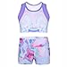 iEFiEL Tuta da Ginnastica Artistica Danza Jazz Bambina Completo Sportivo Fitness Tuta Sportiva Yoga Allenamento Atletica Corsa Tennis Canotta Pantaloncini Vita Bassa Colorato 7-8 Anni