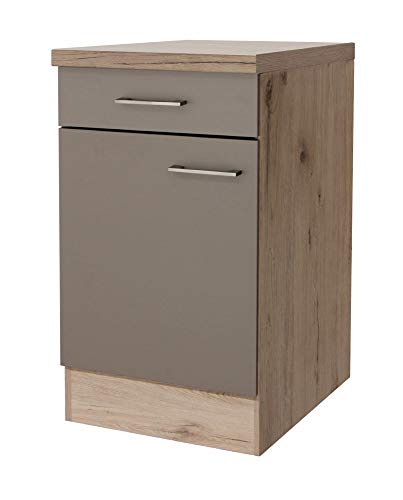 Smart Möbel Unterschrank ohne Arbeitsplatte 50 cm Quarz-Cubanit/San Remo Eiche hell - Rodello Cover