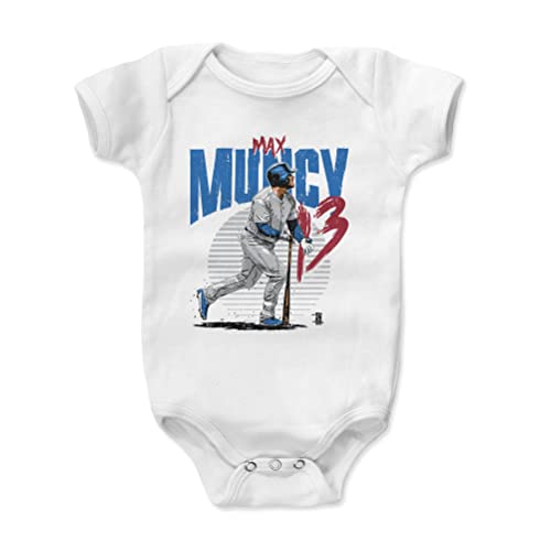 500 LEVEL Max Muncy Baby Infant One Piece Bodysuit (6-12 Months, White) - Max Muncy Rise B