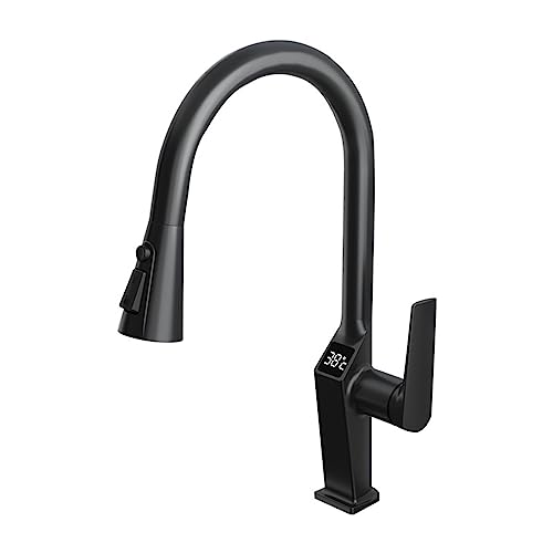 Grifo de fregadero negro de diseño vanguardista con control de temperatura