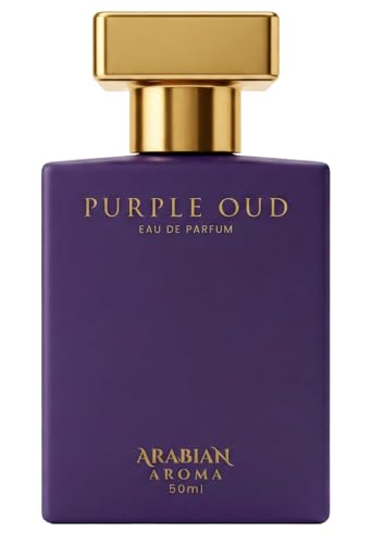 Image of Arabian Aroma Purple Oud Eau de Parfum, Saffron & Pink Pepper Long Lasting Bold Luxury Perfume, 50ml