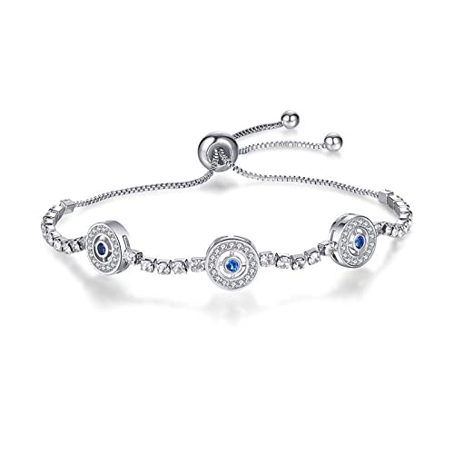 Bracelet Feng Shui œil bleu pour femme - Le cadeau idéal et ajustable au style léger de luxe
