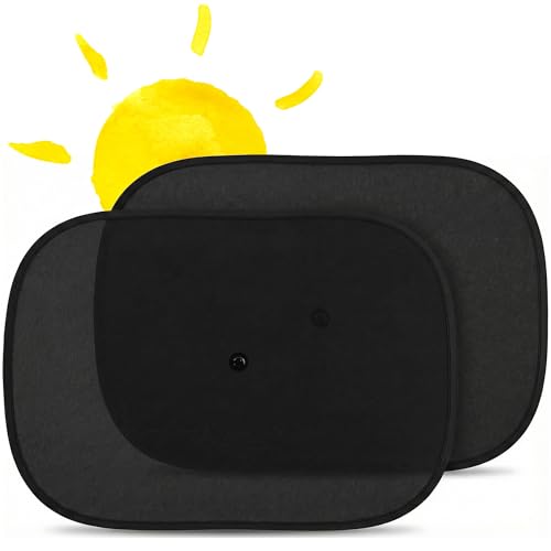 Sonnenschutz Auto Baby, 2er Set Sonnenschutz Auto Seitenscheibe mit UV Schutz UPF für Kinder, Mit Saugnapf, Fensterschutz Verdunkelung, Faltbarer Sonnenblende für PKW Fenster, Fahrzeug, Protection