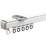 Premium Aluminium ain Trac Verstellbare Decken- und Wandhalterung, 1 - 6 m, vielseitige Stange für Raumteiler, Wohnzimmer und Schlafzimmer, Ele White H