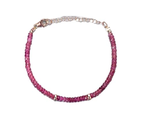 Bracelet en tourmaline rose facettée 3-4mm et argent sterling LKBEADS