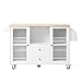 XUOXFUTZIG Versatile Kitchen Cart with Drop-Leaf Top & Lockable Wheels, All-in-One Storage Center with 2 Drawers, 2-Door Cabinet & Spice Racks, White Mobile Island for Small Kitchen Spaces