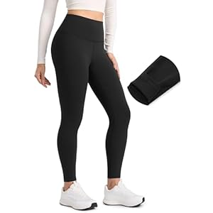 CRZ YOGA Matte Fleece Lined Leggings 28” – Thermal Casual Lounge Workout Womens Yoga Full Length Pants Winter Warm