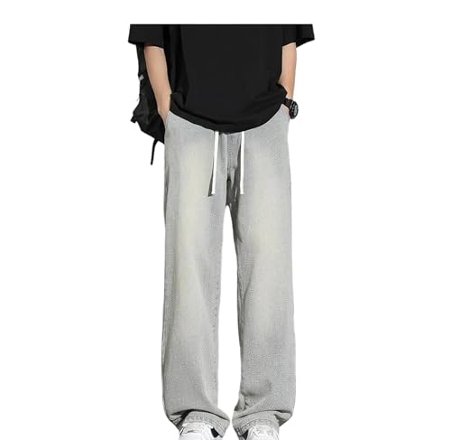 Mens Jeans Casual Long Classic Straight Denim Wide-Leg Pants Solid Colors Comfortable Trousers