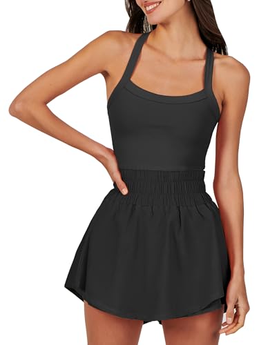 ANRABESS Womens Mini Tennis Dresses Skort Summer Sleeveless One Piece Workout Romper Dress with Shorts Athletic 2025 Outfit