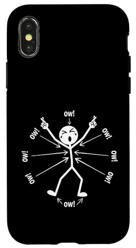 Ow Ow Ow Ow Stickman Figure Humorous Chronic Pain Awareness �X�}�z�P�[�X iPhone X/XS �p