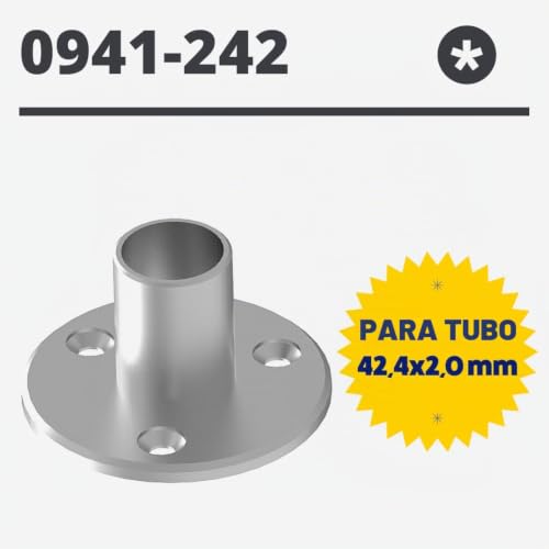 Miniatura 4 de Sellon24 Brida De Suelo De Acero Inoxidable, Anclaje Al Suelo, Tubo Redondo, Diámetro De 42,4 Mm, Barandilla, Postes, Brida, Tubo De Acero Inoxidable, Soporte Para Tubos, Brida Redonda De Suelo Para