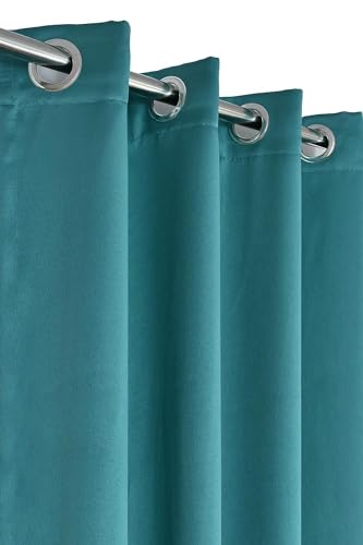 Image of 100% True Blackout Curtains 7 Feet, Set of 1 Panels | 300 GSM Heavy Room Darkening Polyester Cloth for Bedroom & Living Room | Thermal Insulated Heat & Noise Reducing (84x47 Inch, Aqua) | 100% Room Darkening Thermal Insulated Heat & Noise Reducing Curtains 7 feet long