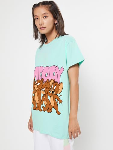 Image of Bewakoof Official Tom & Jerry Merchandise Women's Graphic Print Boyfriend Fit T-Shirt