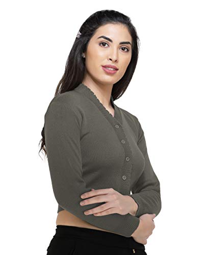 Image of Women Winter Wear V-Neck Full Sleeves Regular Fit Woollen Blouse