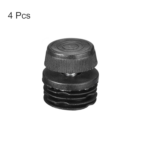 Image of uxcell 4Pcs Inserts for Round Tubes with Leveling Feet, for 32mm /1.26 inch OD Round Tube, M8-1.25mm Thread Black Plastic Furniture Chair Blanking End Caps Insert Plugs