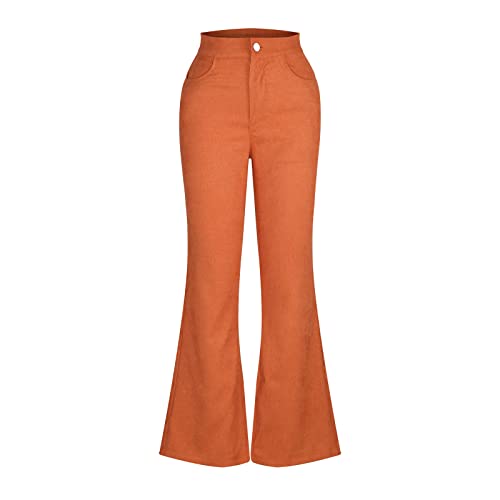 Women Corduroy Flare Pants Elastic High Waist Bell Bottom Trousers Vintage Baggy Wide Leg Flare Pants Long Sweatpants4