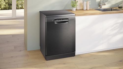 Image of Bosch 15 Place Settings Series-6 free-standing Dishwasher 60 cm Brushed black steel anti-fingerprint with Wi-Fi,Heat exchanger, (SMS6HMC00I, Black Steel)