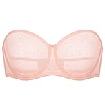 DOBREVA Women's Strapless Bra See Through Sheer Underwired Bras Unlined Plus Size Peachy Keen 36D